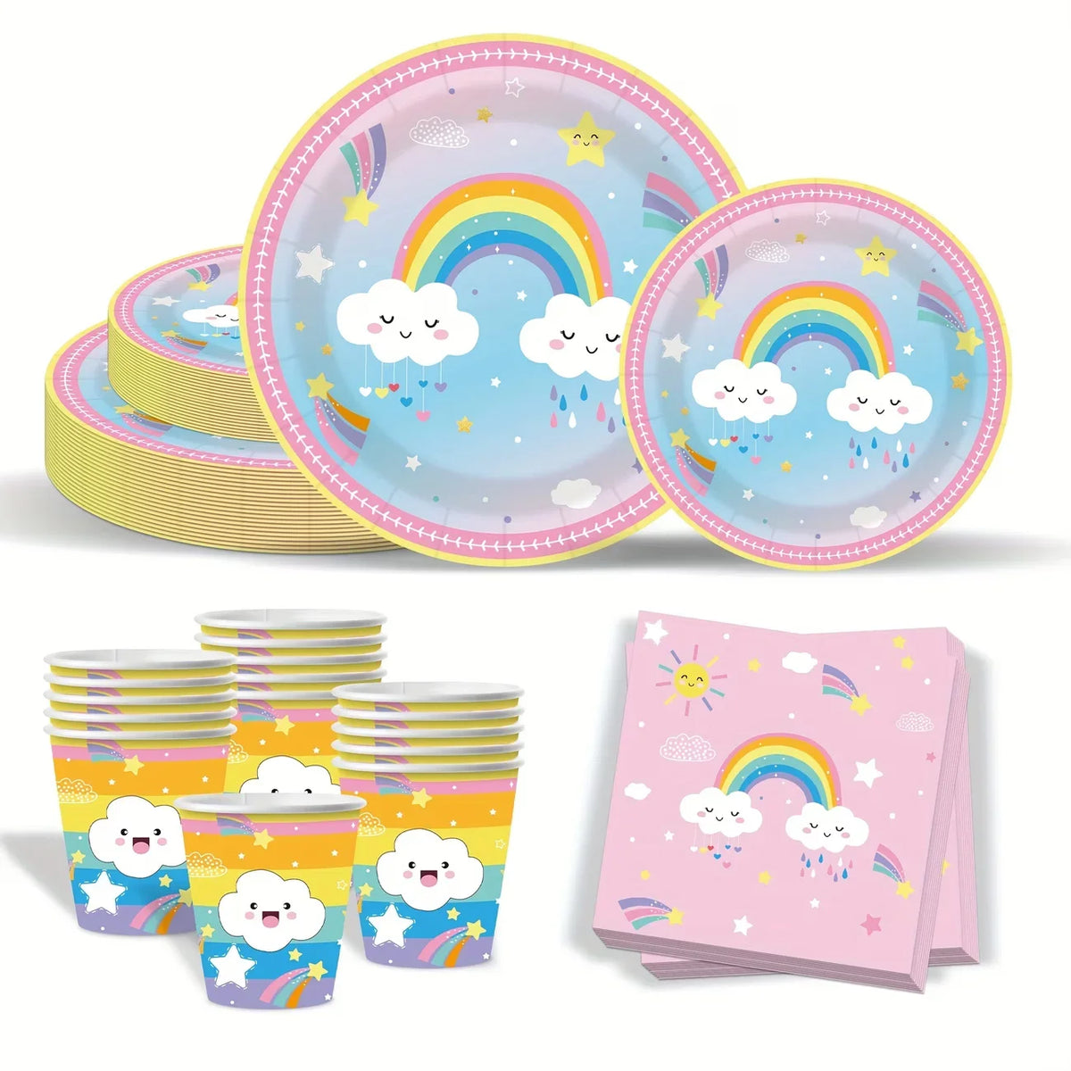 Vaisselle Jetable Nuage Arc-en-Ciel