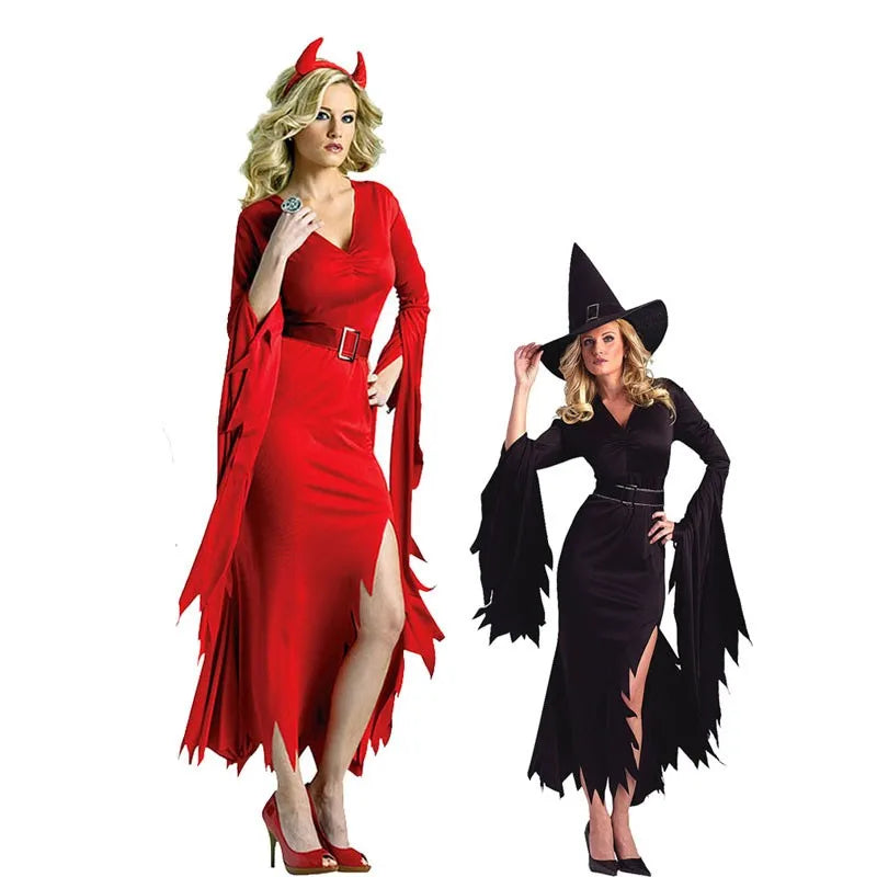 Robe Diablesse Sorcière Noire et Rouge