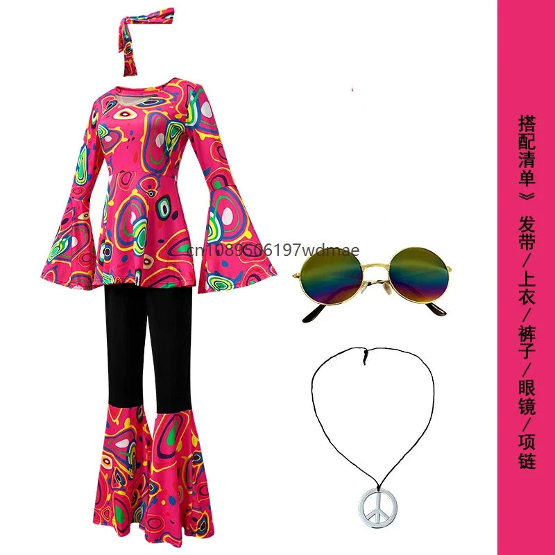 Déguisement Hippie Disco Femme Multicolore avec Bandeau – vue 17