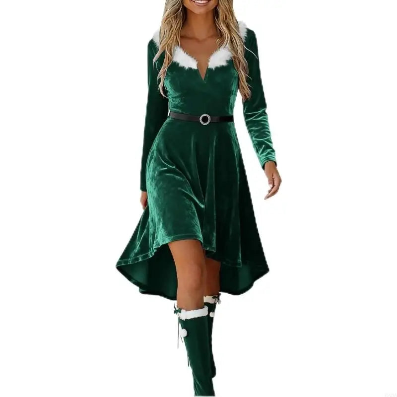 Robe Mère Noël à Franges Femme – Modèle Rouge – vue 7