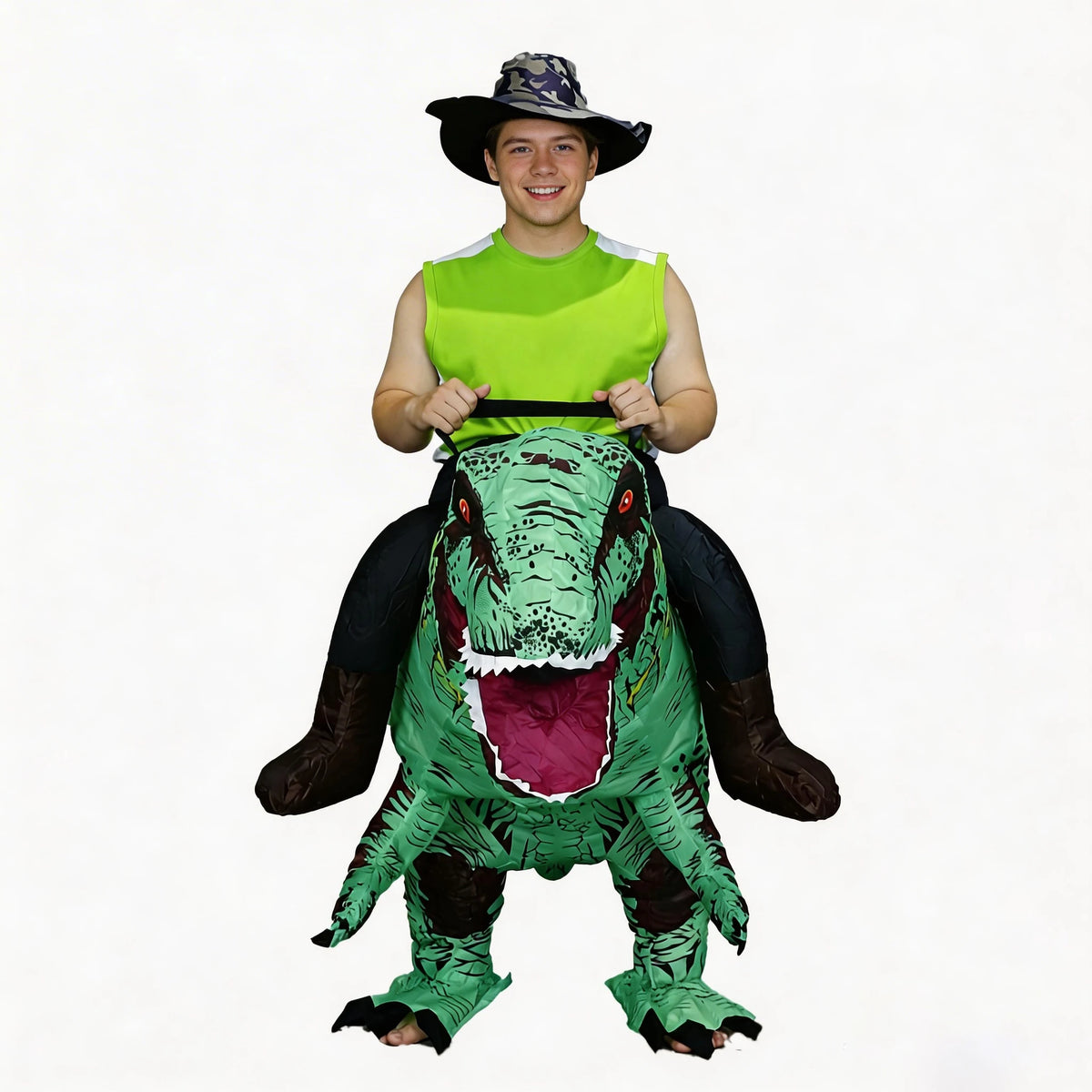 Déguisement Gonflable T-Rex à Chevaucher - Costume Dinosaure Halloween – vue 9