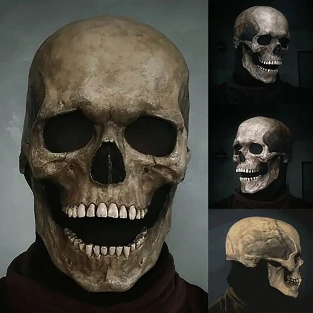Masque Crâne Intégral en Latex à Mâchoire Mobile