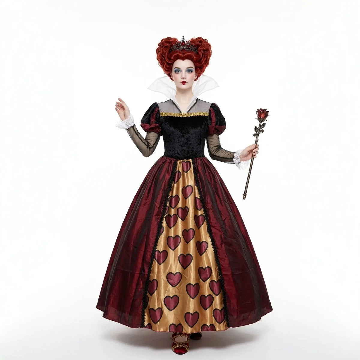 Déguisement Reine de Cœur — Robe Rouge, Couronne et Perruque – vue 10