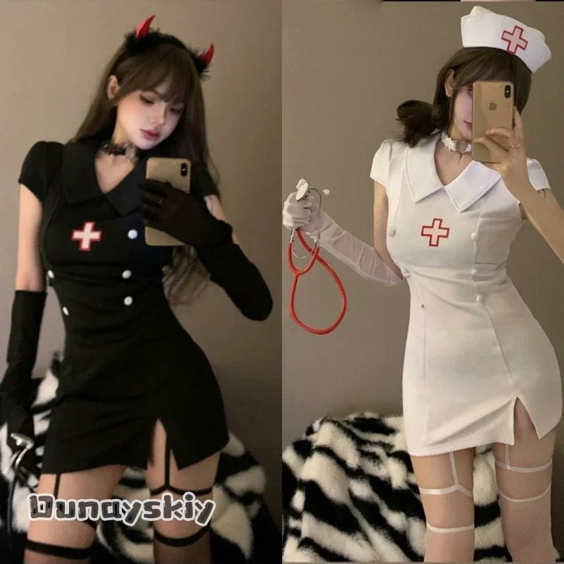 Déguisement Infirmière Diablesse Sexy Noir et Blanc