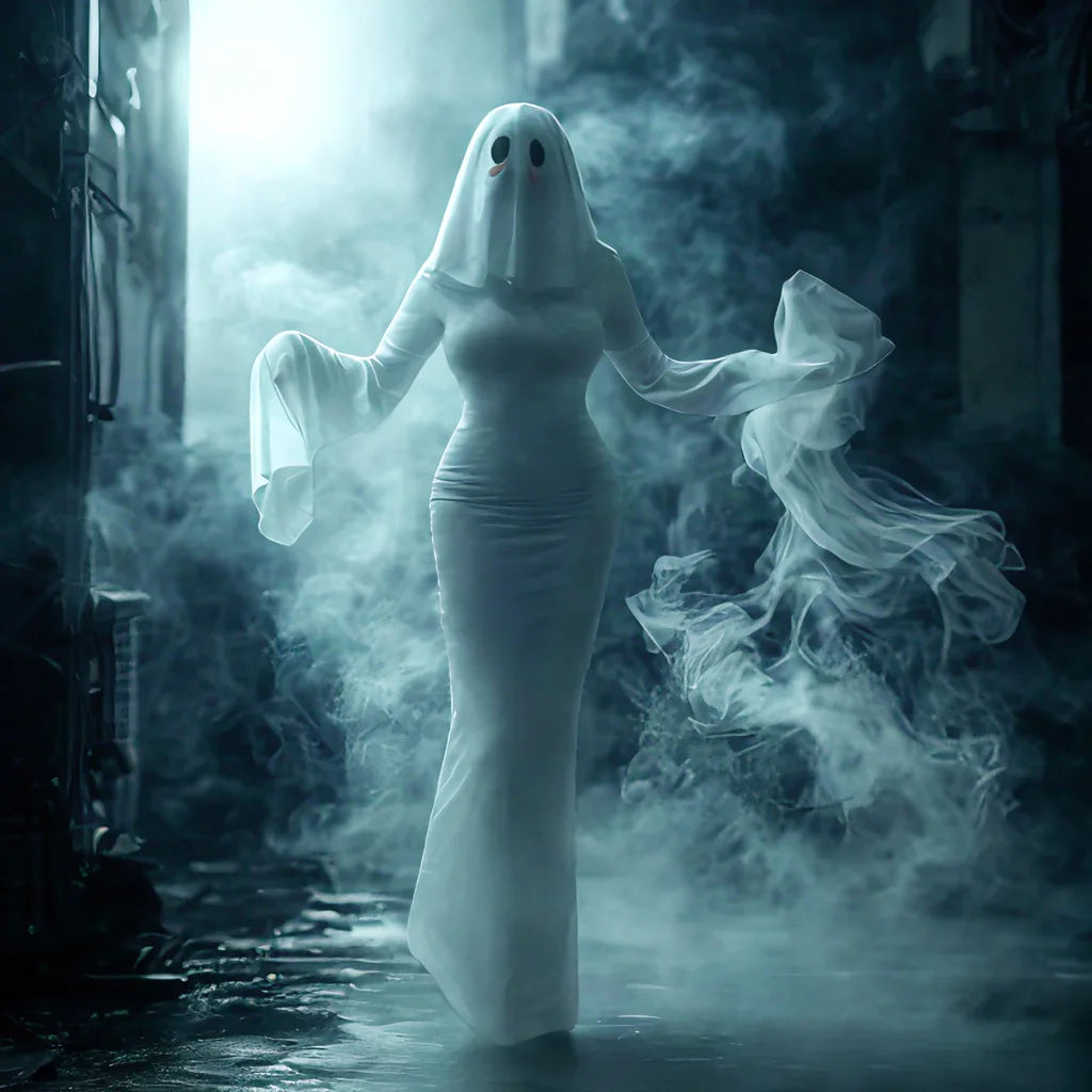 Robe Fantôme Blanche Femme avec Foulard