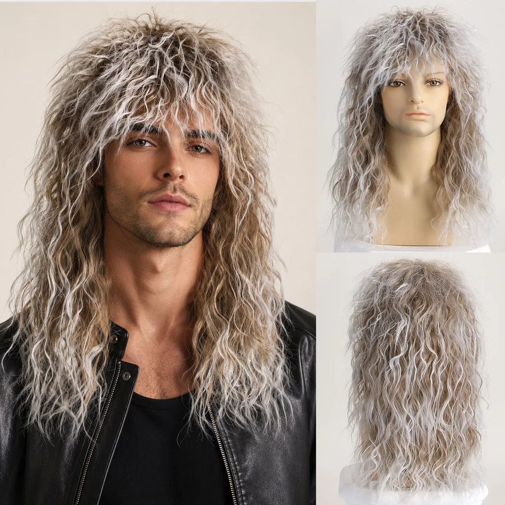 Perruque Rock Années 70-80 Longue Bouclée Homme – vue 9