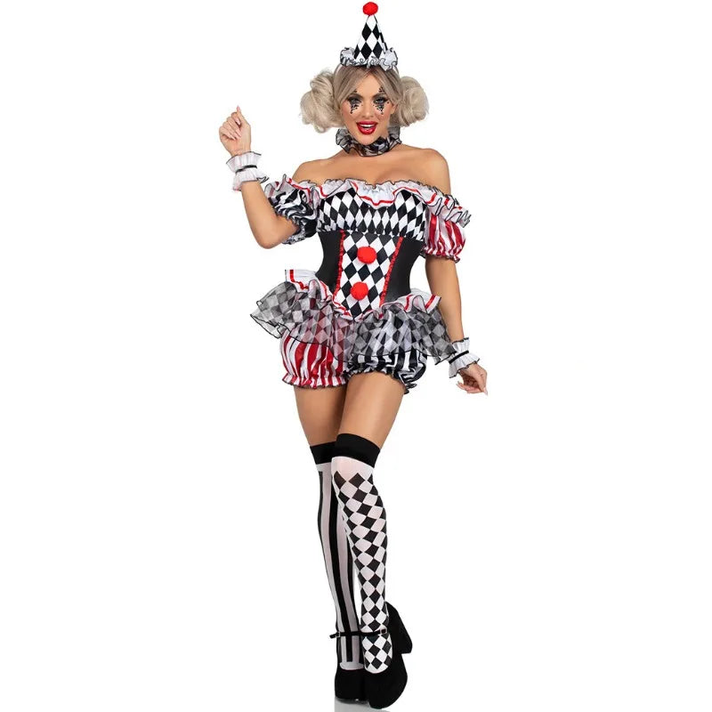 Déguisement Clown Arlequin Femme – Robe de Bouffon – vue 3