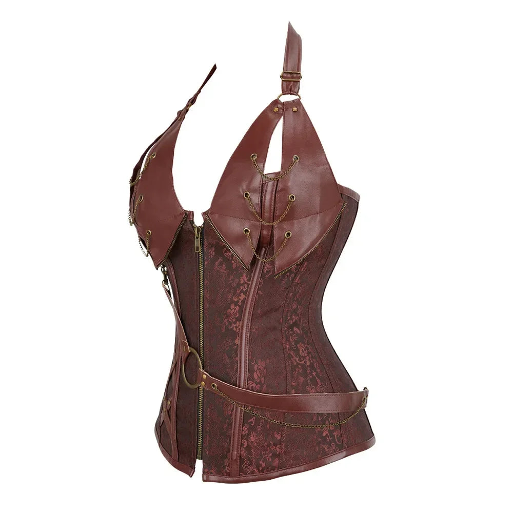 Bustier Corset Pirate Viking en Cuir – vue 4