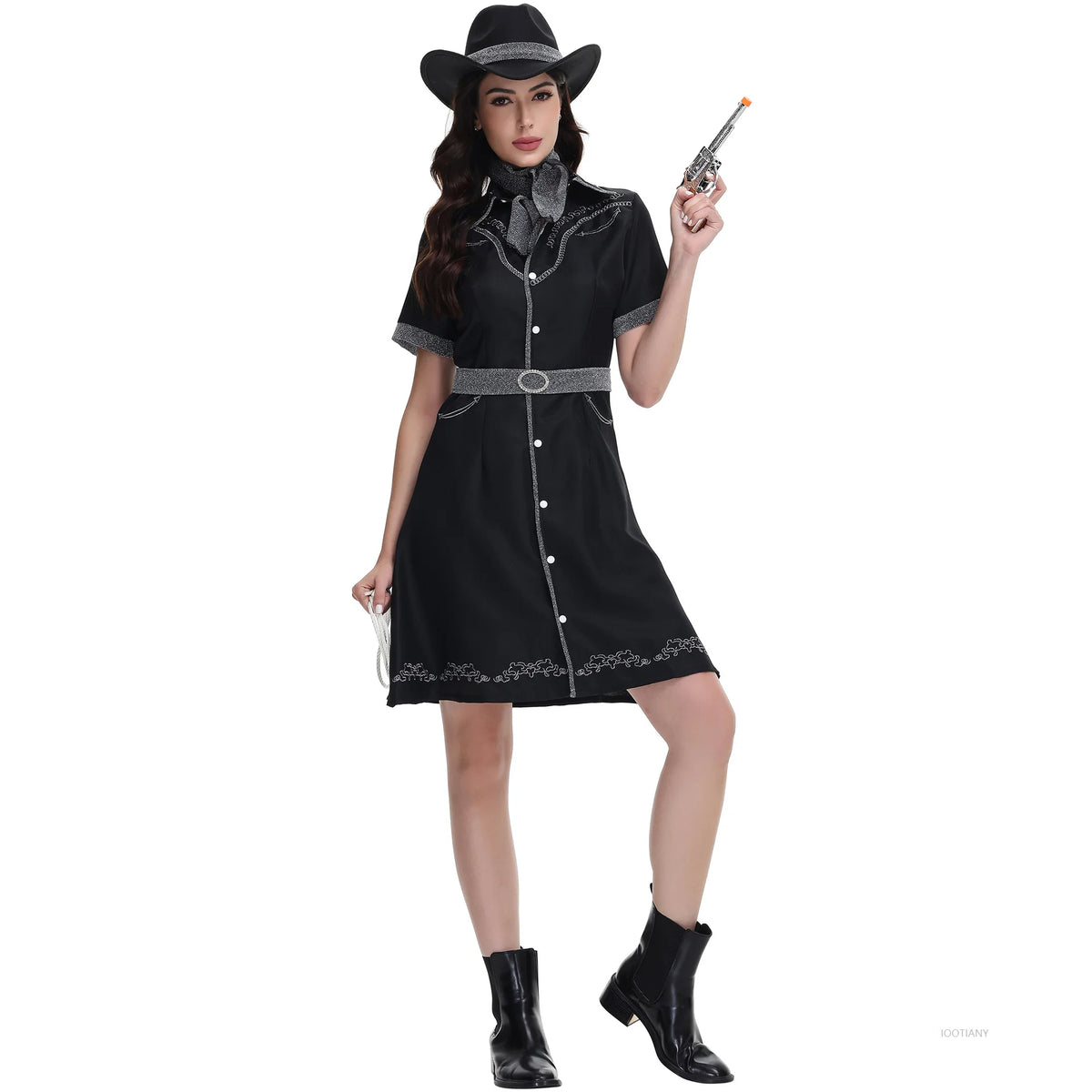 Déguisement Cowgirl Femme – Robe Noire Western – vue 6