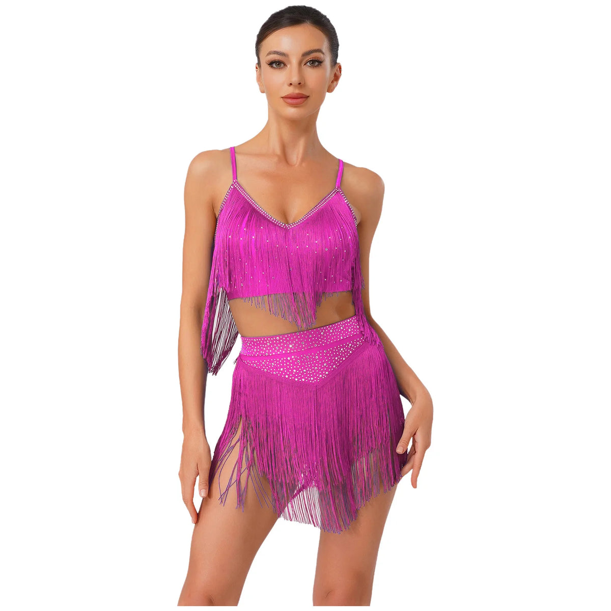 Costume de Danse Latine Femme - Haut à Franges et Jupe à Volants – vue 2