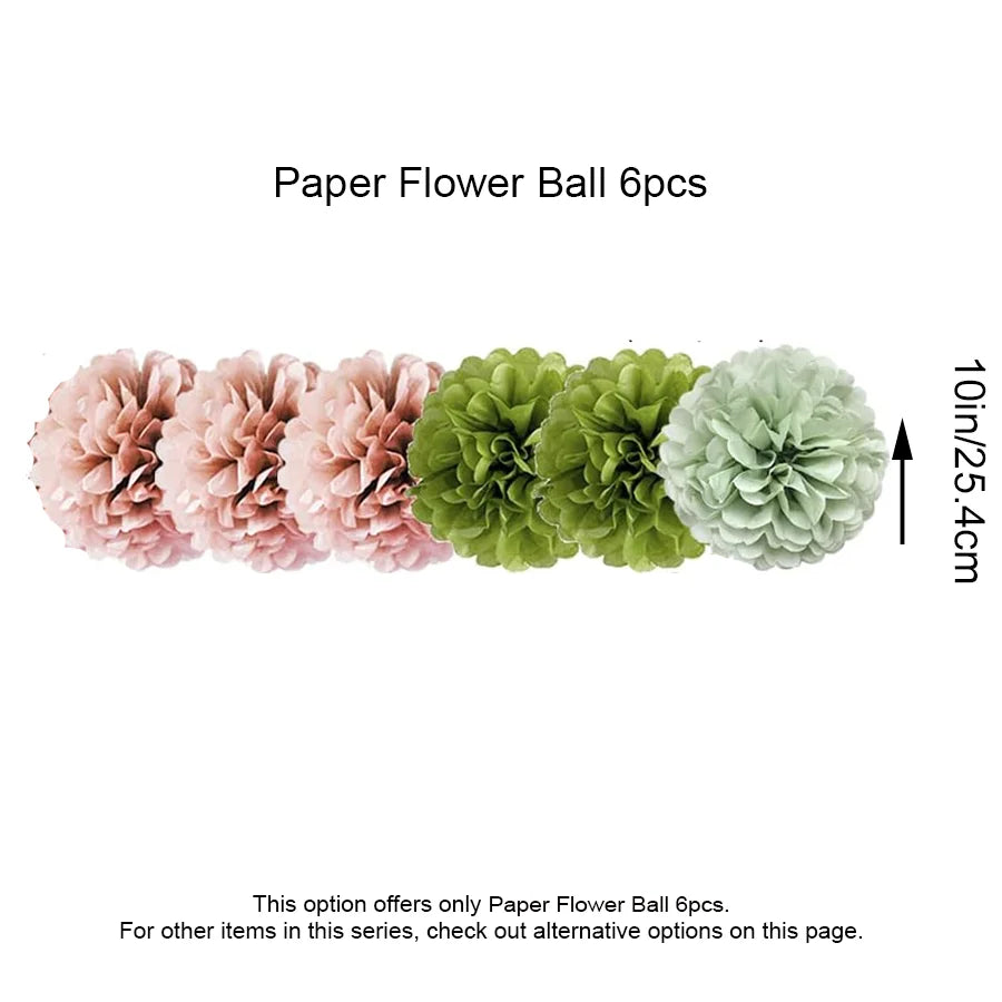 Pompons Éventails Papier Vert Olive et Rose Poudré Boho – vue 2