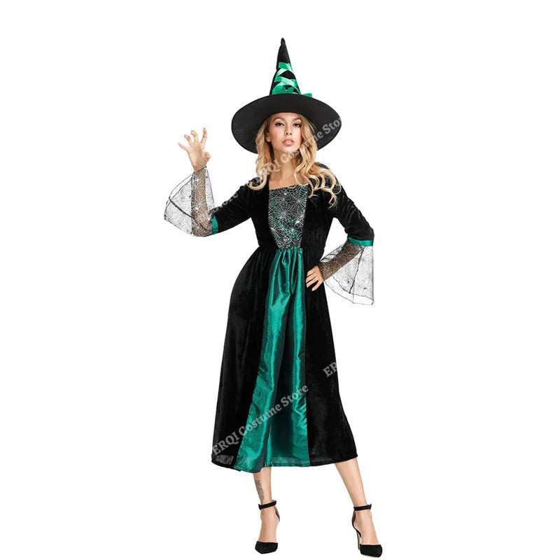 Robe de Sorcière Femme à Manches en Dentelle Araignée avec Chapeau – vue 8