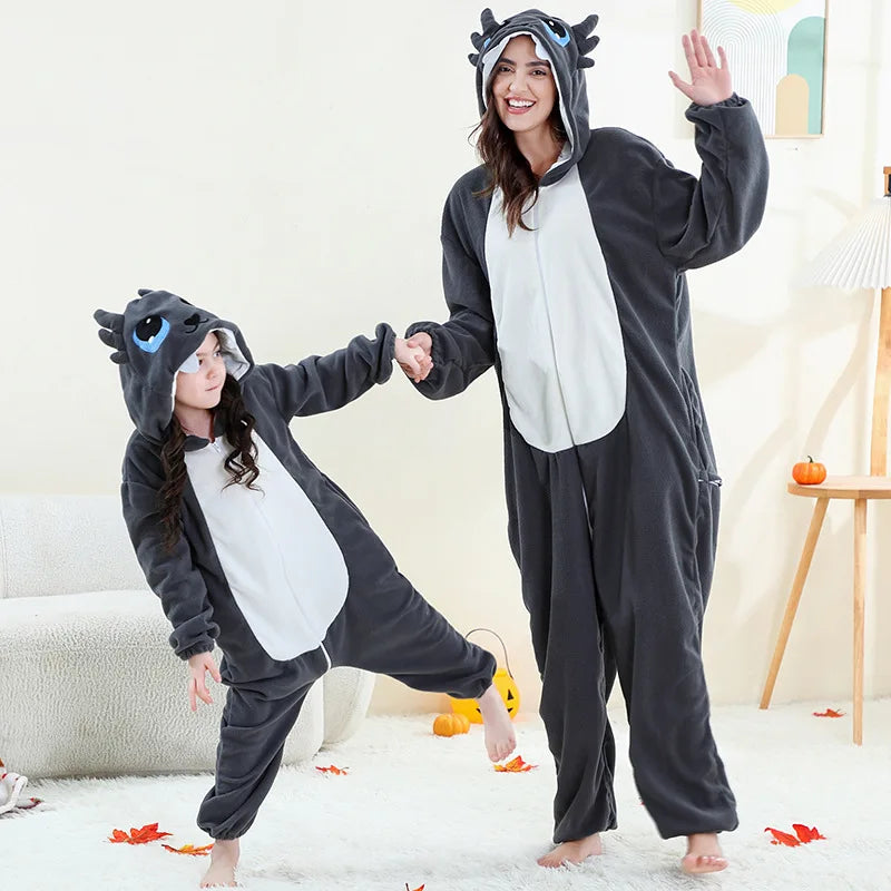 Combinaison Dragon Rouge Famille – Kigurumi à Capuche – vue 9