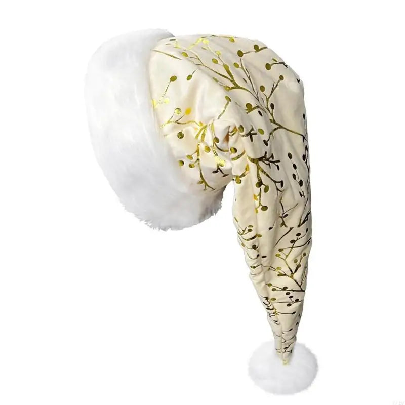 Bonnet de Noël à Motif Doré et Bordure Peluche – vue 7