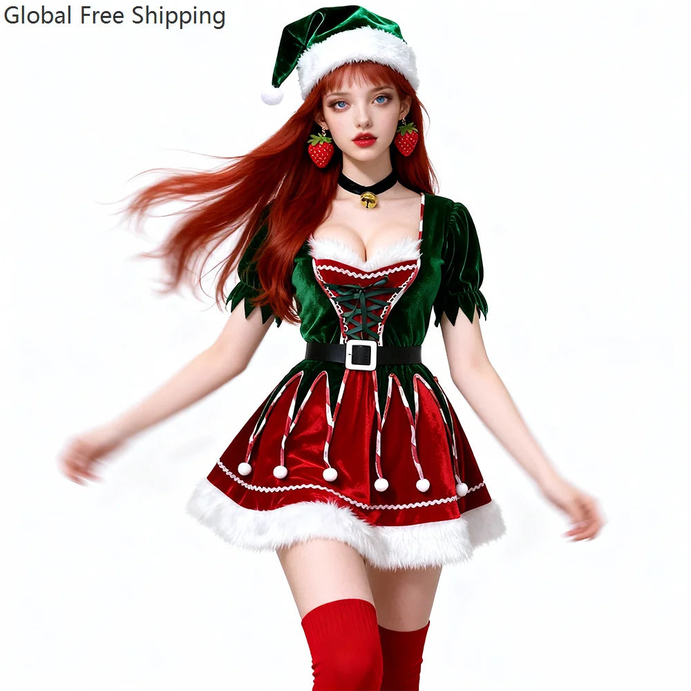 Robe Lutine de Noël Sexy avec Bonnet – vue 3