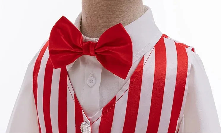 Costume de Noël Rayé Rouge et Blanc 3 Pièces avec Bonnet – vue 5