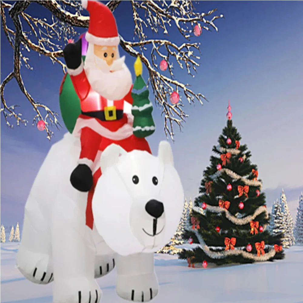 Père Noël sur Ours Polaire Gonflable 2,1 m – Décoration – vue 3