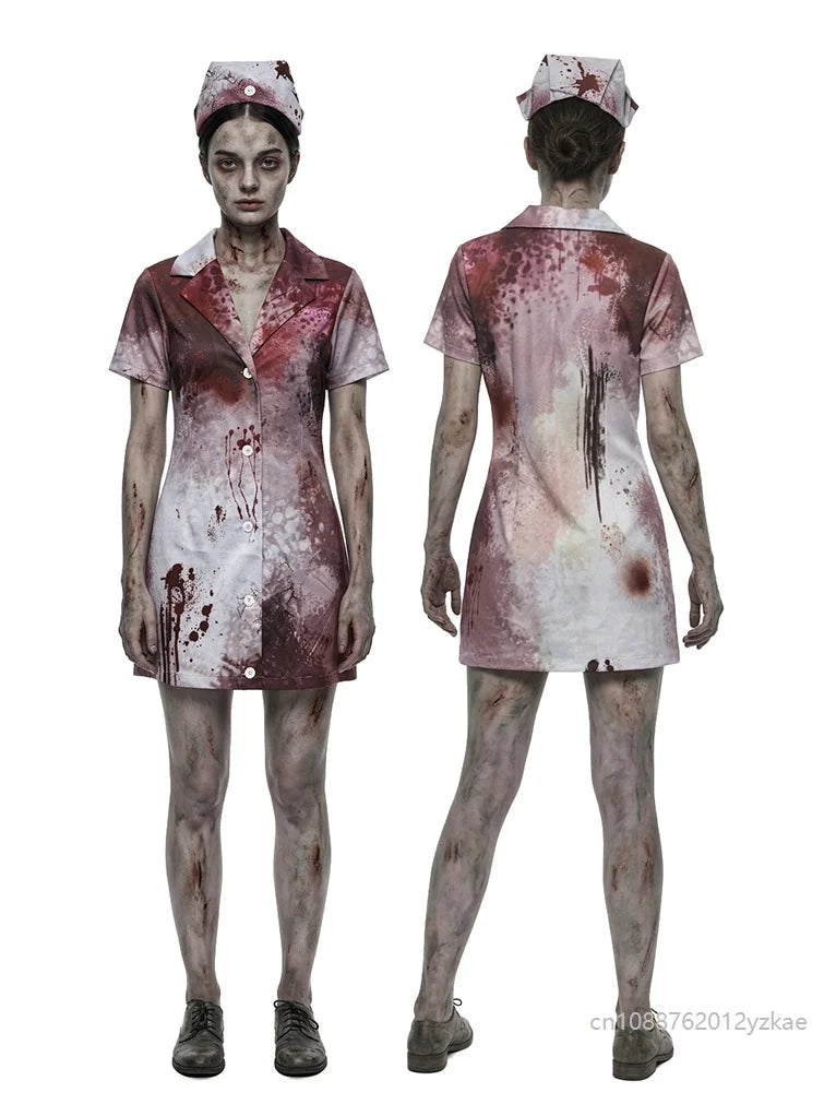 Déguisement Infirmière Zombie Déchirée avec Coiffe – vue 4
