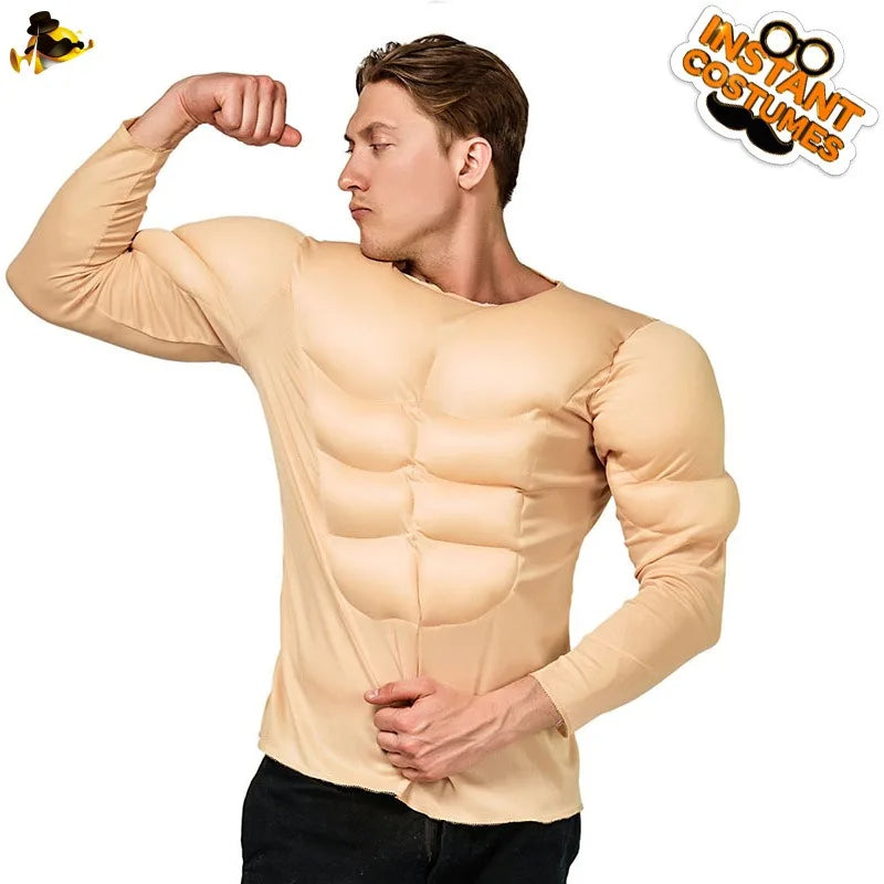 T-shirt Musclé Faux Abdos Homme - Déguisement