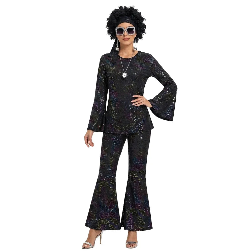 Déguisement Disco Femme Complet avec Lunettes et Perruque – vue 5