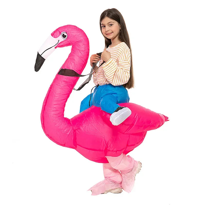 Déguisement Gonflable Flamant Rose Chevauché – vue 5