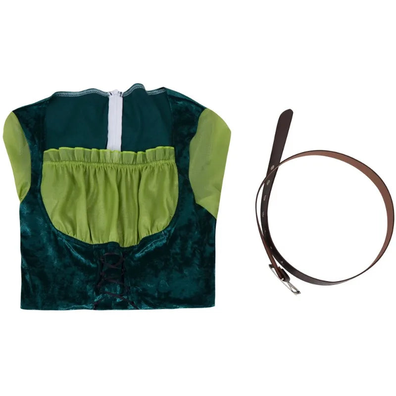 Robe de Fée Elfe Verte Médiévale avec Ailes et Ceinture – vue 4
