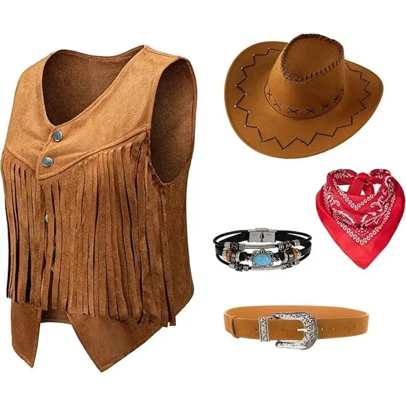 Kit Cow-Boy – Gilet à Franges, Chapeau, Ceinture et Bandana – vue 3