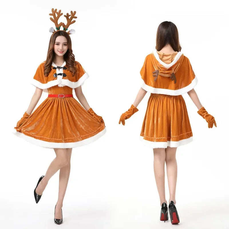 Robe Renne Femme avec Cape à Capuche