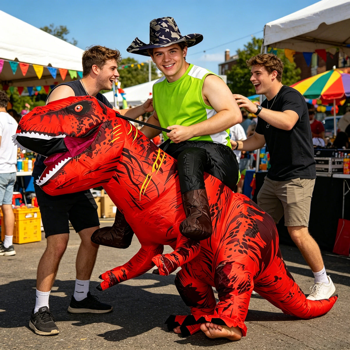 Déguisement Gonflable T-Rex à Chevaucher - Costume Dinosaure Halloween – vue 3
