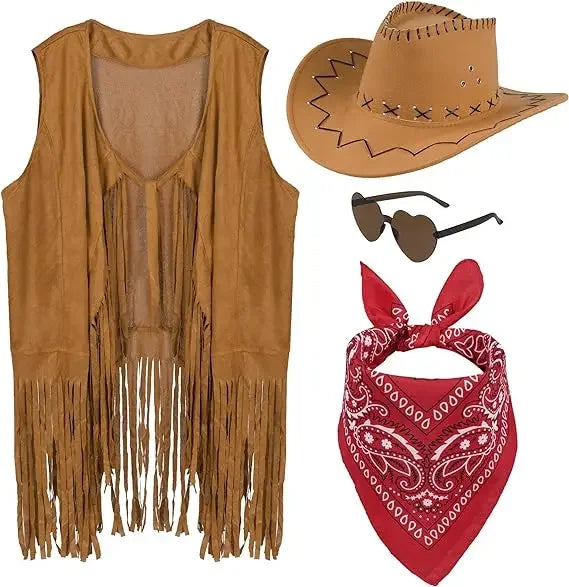 Kit Cow-Boy – Gilet à Franges, Chapeau, Ceinture et Bandana – vue 7