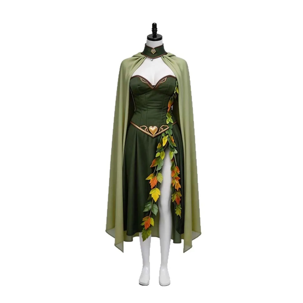 Cape Princesse Elfe Médiévale Brodée à Capuche – Verte – vue 6