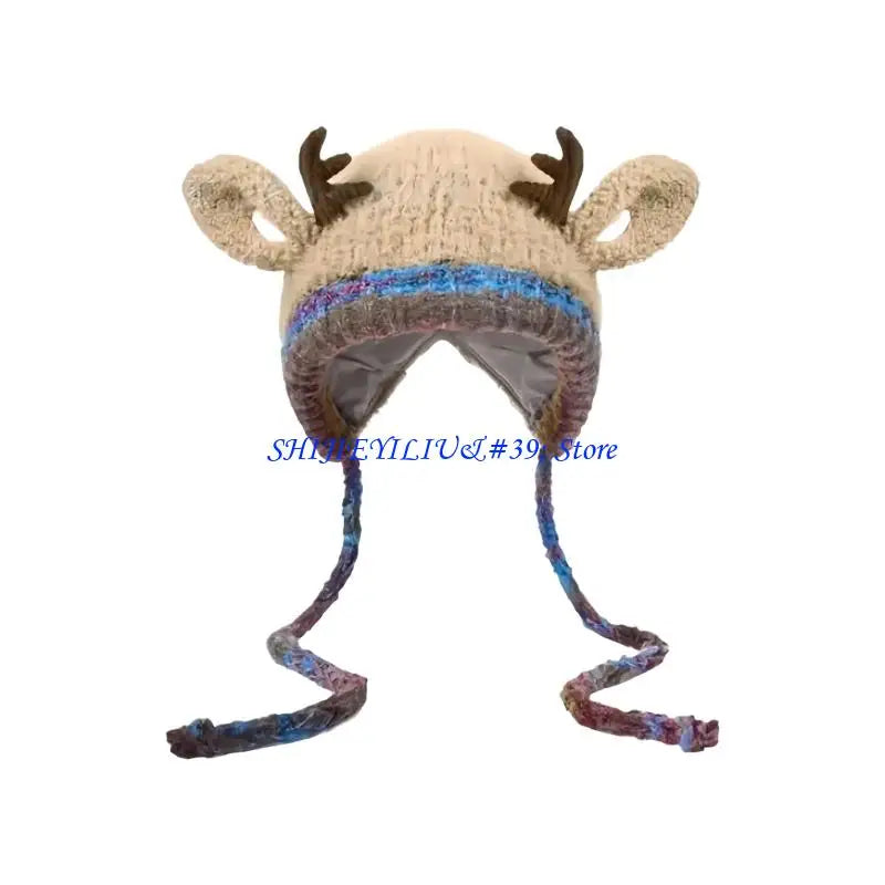 Bonnet Tricoté avec Cornes de Renne – Hiver et Noël – vue 7