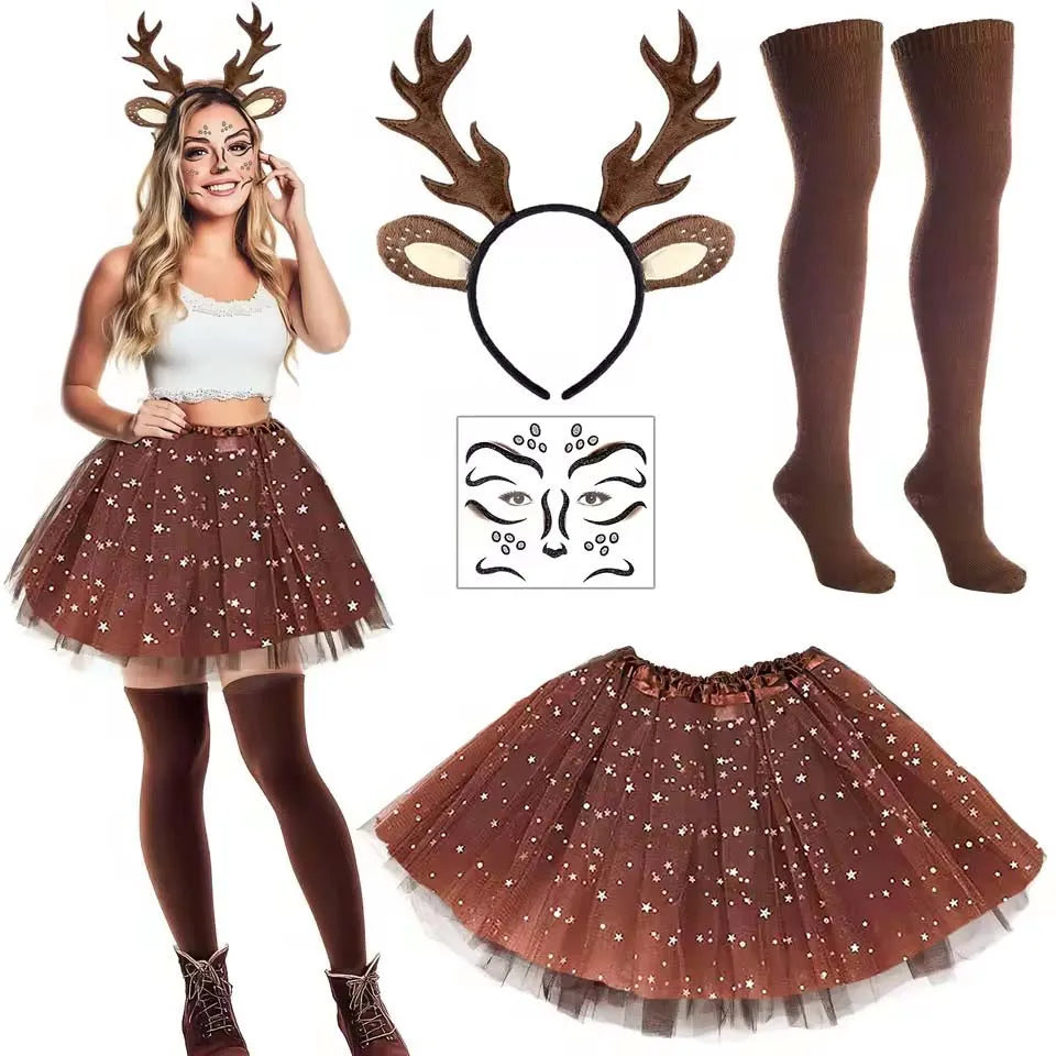 Déguisement Renne Sexy Femme 4 Pièces – Tutu et Bois