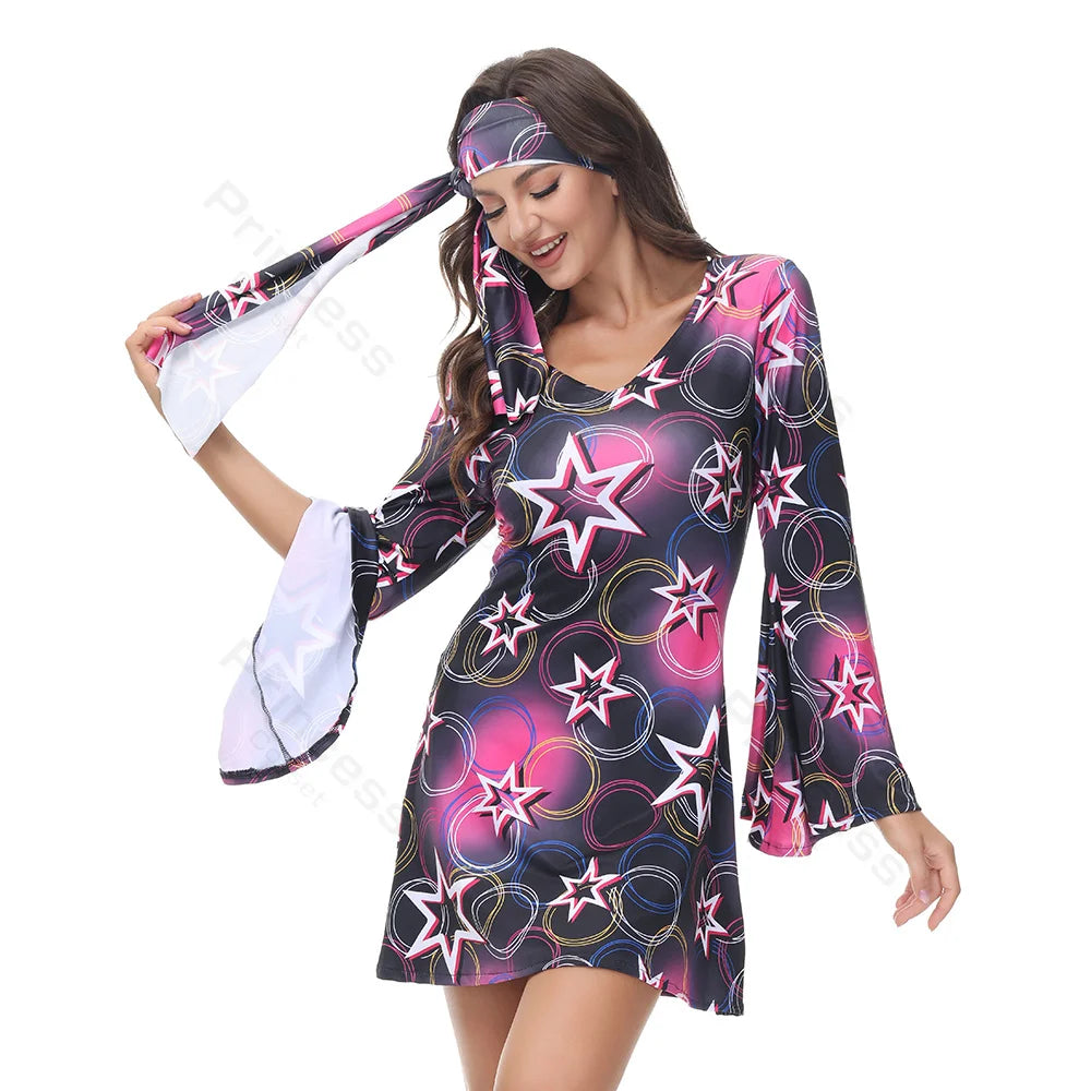 Robe Disco Années 70 Sexy avec Bandeau – vue 2
