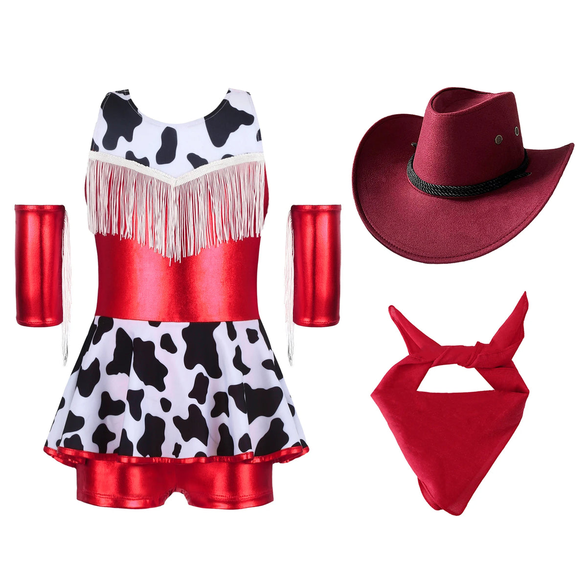 Déguisement Cowgirl Fille Métallisé avec Chapeau et Bandana – vue 8