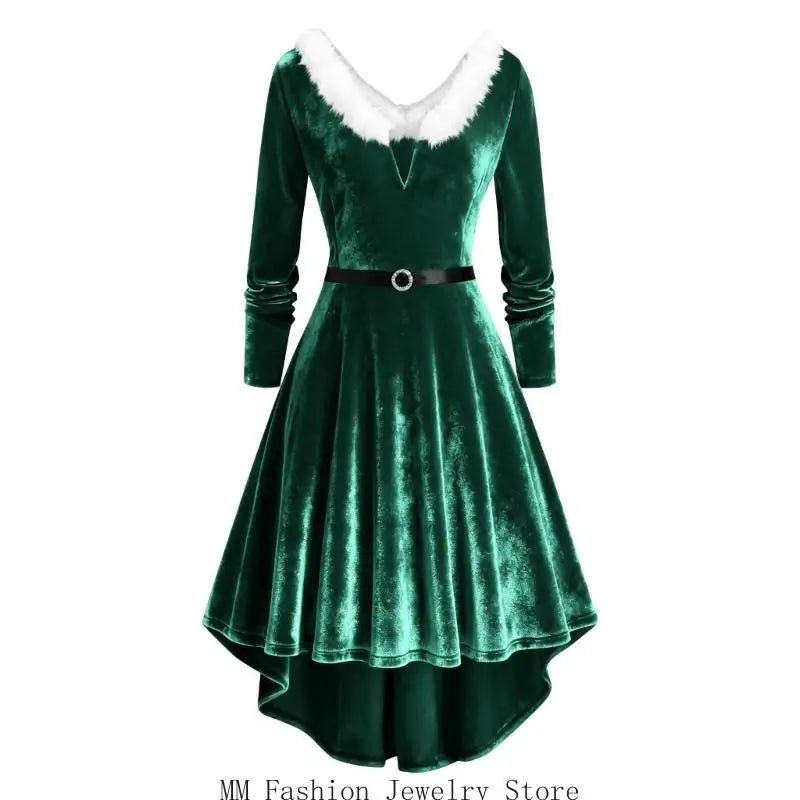 Robe Mère Noël à Franges Femme – Modèle Doré – vue 4