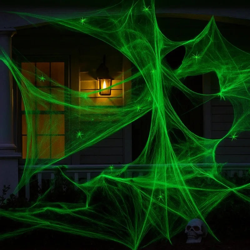 Toile d'araignée phosphorescente extérieur Halloween - Panoplia