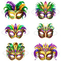 Lot de 6 masques vénitiens en papier Carnaval – vue 7
