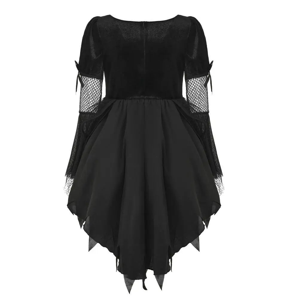 Déguisement Diablesse Gothique Noire à Cornes – Robe Manches Évasées – vue 6