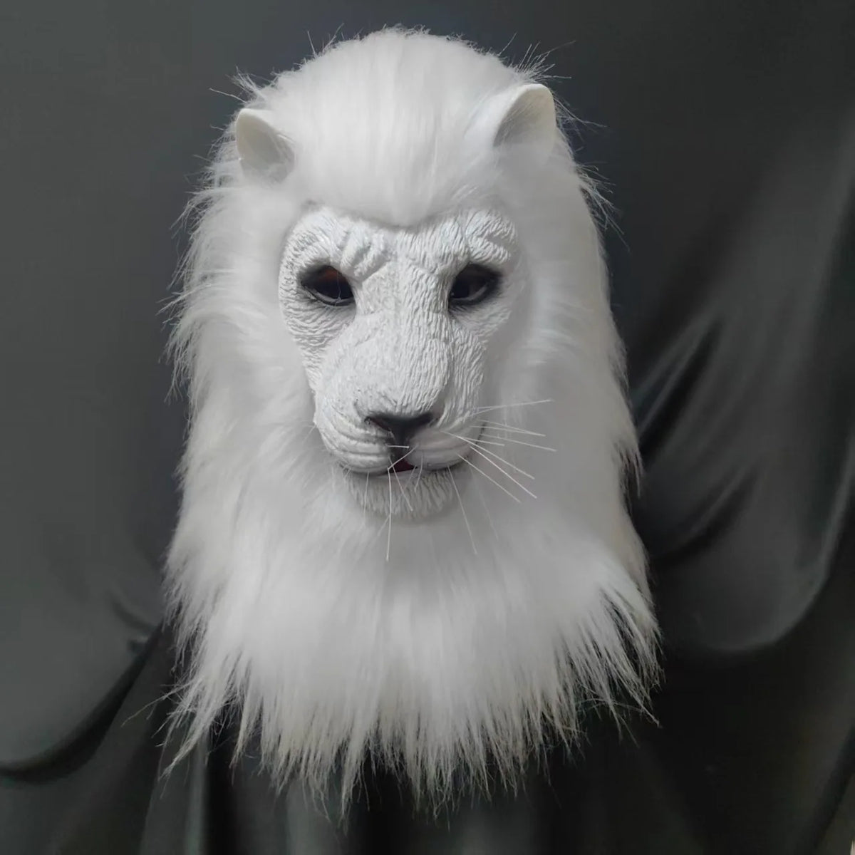 Masque Lion Blanc en Latex Deluxe – vue 7