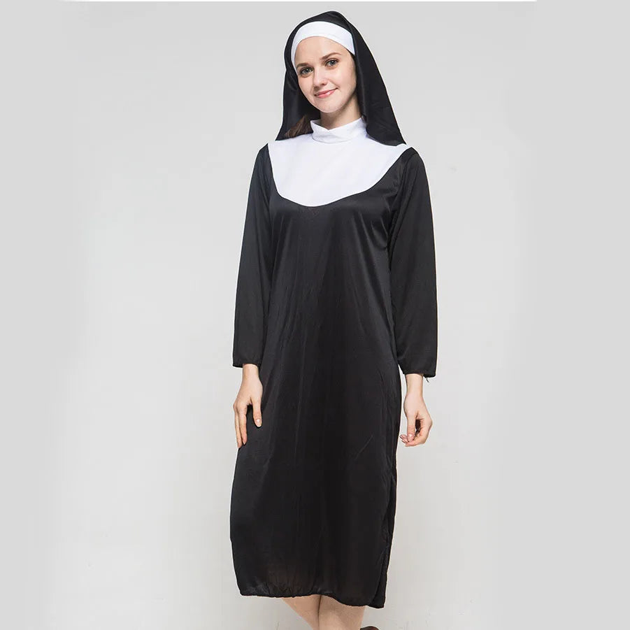 Déguisement Nonne Traditionnelle Femme – Robe Noire – vue 4