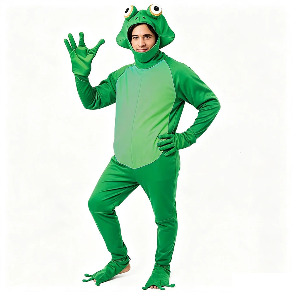 Combinaison Grenouille Verte Adulte avec Capuche – vue 4