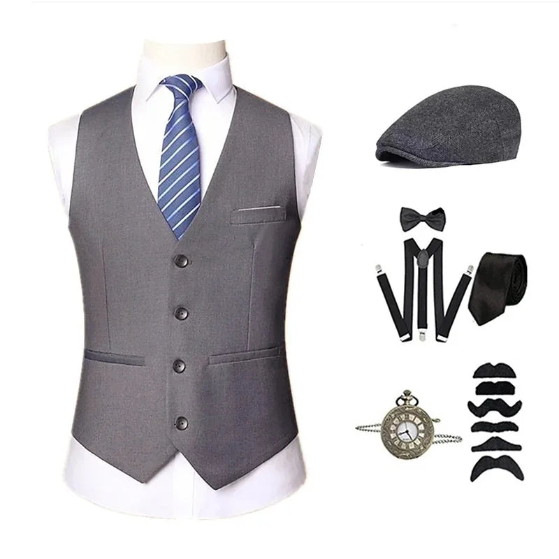 Costume Rétro Années 20 Homme – Gilet, Chapeau, Cravate et Montre – vue 11
