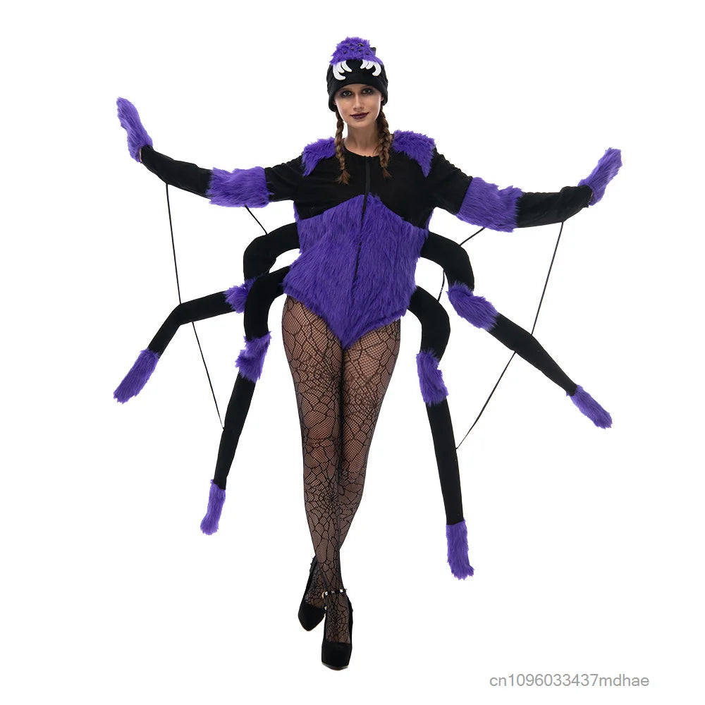 Body Araignée Violet Duveteux avec Chapeau Femme – vue 2