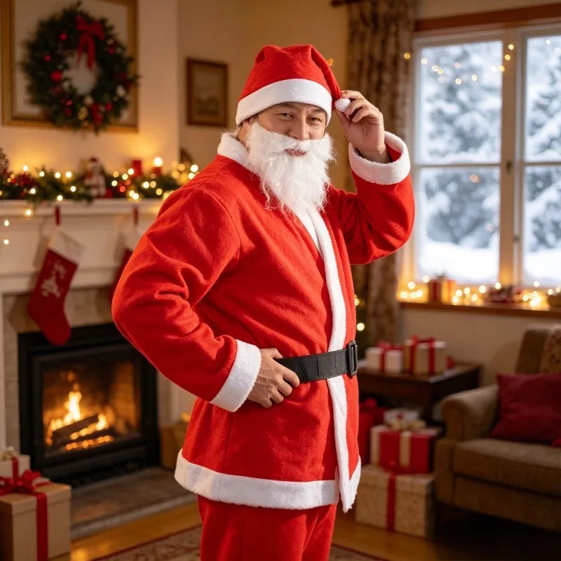 Costume Père Noël Velours avec Barbe