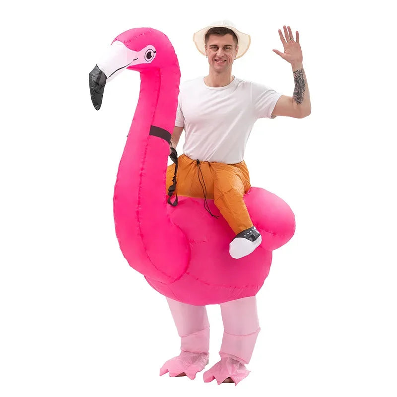 Déguisement Gonflable Flamant Rose Chevauché – vue 2
