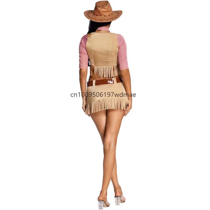 Déguisement Cowgirl Sexy Femme – Crop Top et Jupe à Franges – vue 2