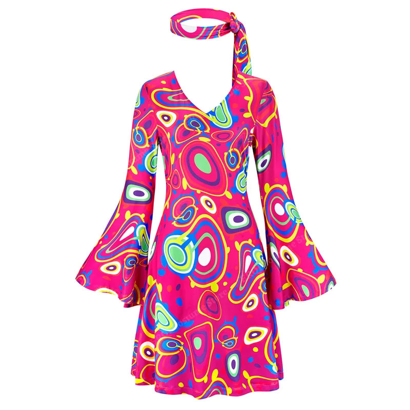Robe Disco Années 70 Sexy avec Bandeau – vue 24