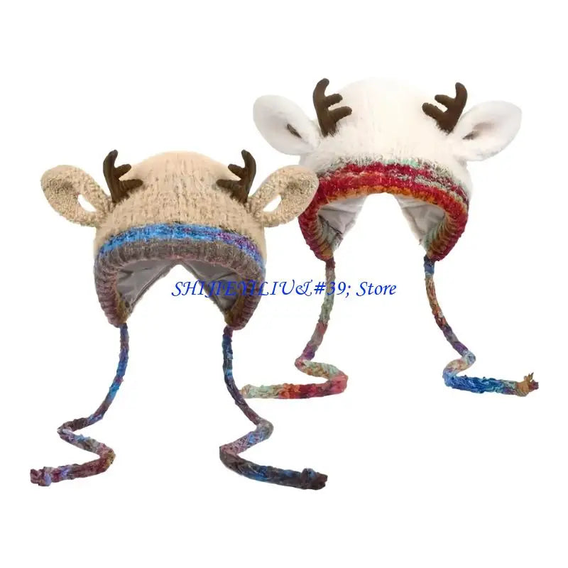 Bonnet Tricoté avec Cornes de Renne – Noël