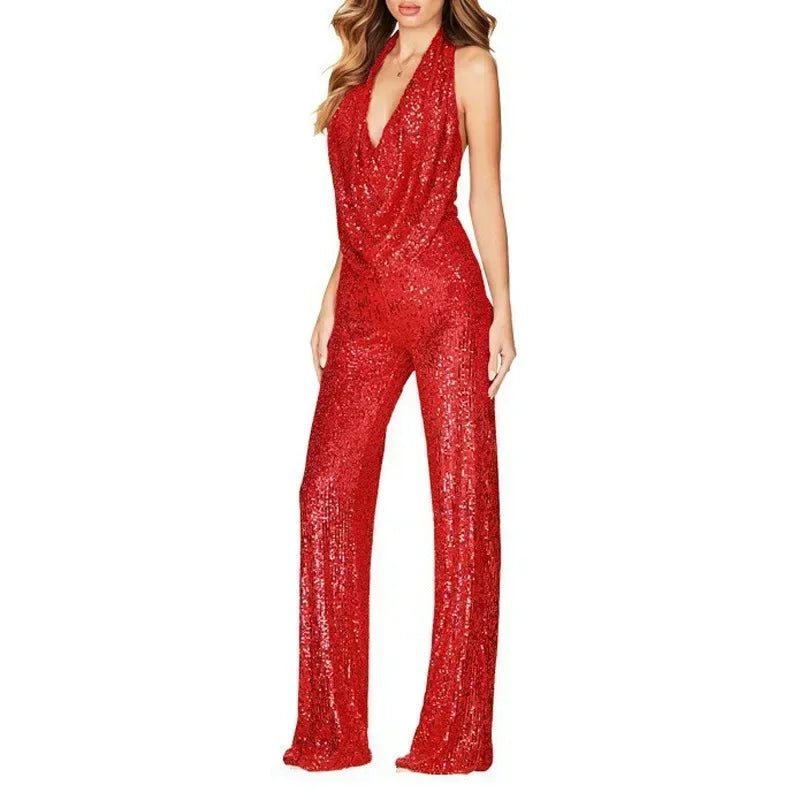 Combinaison Paillettes Femme - Tenue de Soirée Dos Nu – vue 19